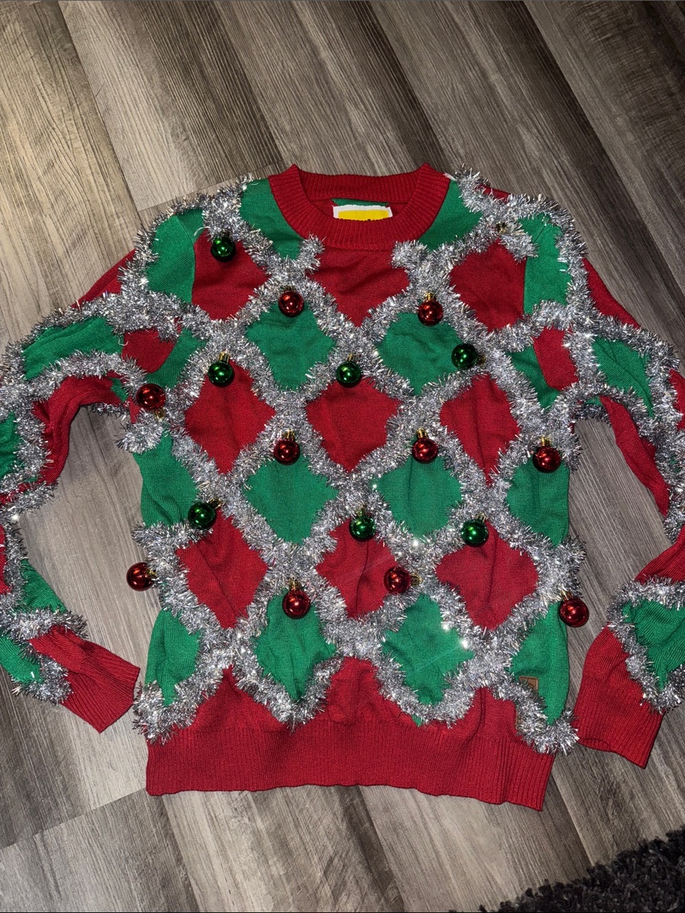 Tipsy Elves Ugly Christmas Sweater Tinsel Christmas Ornaments Women Medium